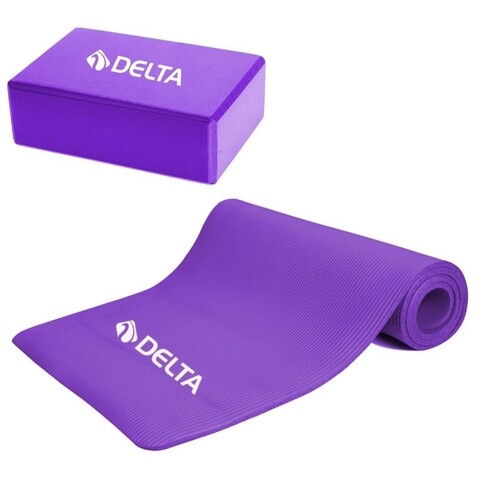 Set saltea si cub pentru yoga/pilates 267DLT1133, Delta, EVA, mov