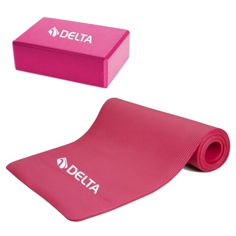 Set saltea si cub pentru yoga/pilates 267DLT1129, Delta, EVA, roz