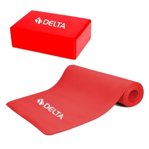 Set saltea si cub pentru yoga/pilates 267DLT1131, Delta, EVA, rosu