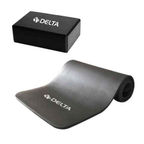 Set saltea si cub pentru yoga/pilates 267DLT1139, Delta, EVA, negru/antracit