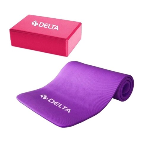 Set saltea si cub pentru yoga/pilates 267DLT1141, Delta, EVA, mov/roz