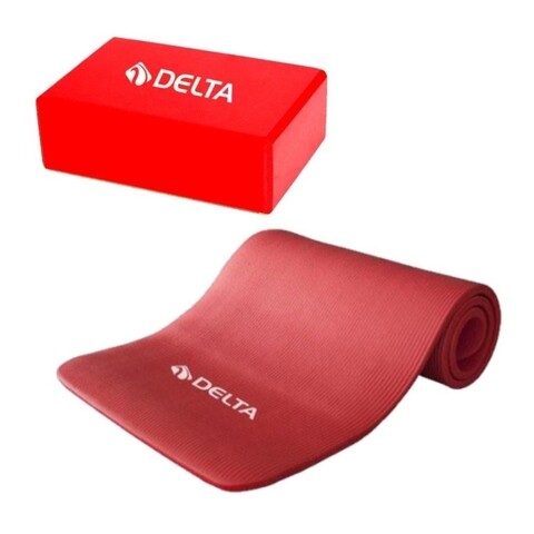 Set saltea si cub pentru yoga/pilates 267DLT1140, Delta, EVA, rosu