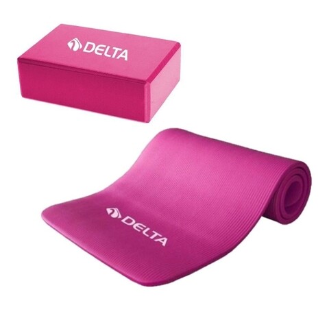 Set saltea si cub pentru yoga/pilates 267DLT1138, Delta, EVA, roz