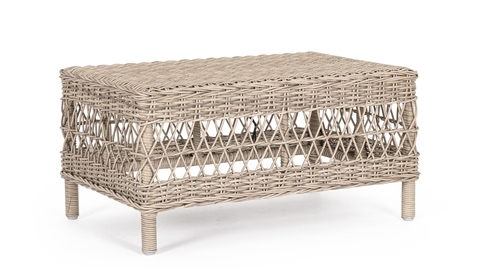 Masuta de cafea pentru gradina Jupiter, Bizzotto, 80 x 50 x 40 cm, aluminiu/fibre sintetice, natural