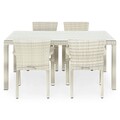 Set masa dreptunghiulara si 4 scaune, Horeca, aluminiu, natur