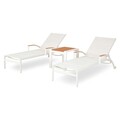 Set 2 sezlonguri si masuta, Butterfly, aluminiu, alb/natur