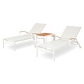 Set 2 sezlonguri si masuta, Butterfly, aluminiu, alb/natur