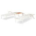 Set 2 sezlonguri si masuta, Butterfly, aluminiu, alb/natur