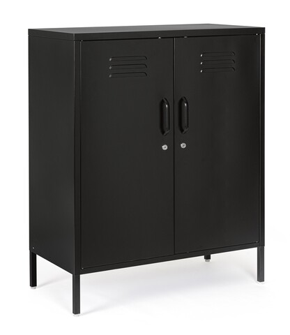 Bufet inferior Cambridge, Bizzotto, 2 rafturi reglabile, 80 x 40 x 101.5 cm, otel, negru