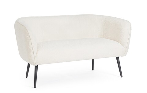 Canapea 2 locuri Avril, Bizzotto, 126 x 70 x 68 cm, otel/poliester Boucle, alb