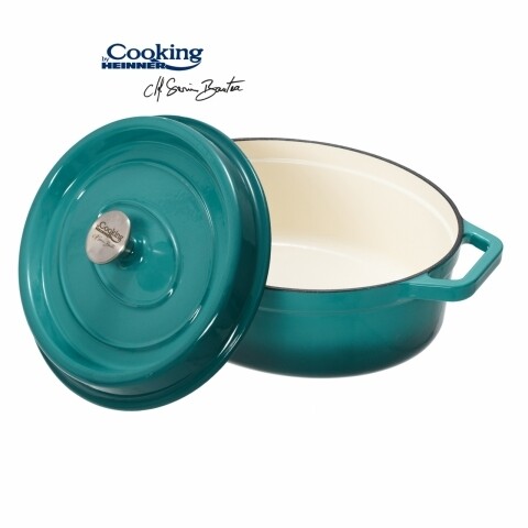 Cratita emailata, Cooking by Heinner, 5.9 l, fonta, bej si bleu