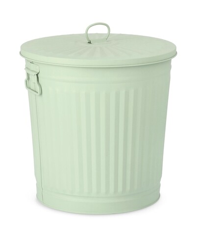 Cos de gunoi London, Bizzotto, Ø36 x 37 cm, 35L, zinc galvanizat, verde sage