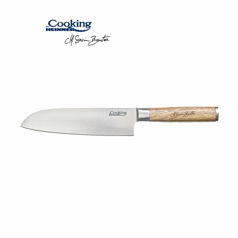 Cutit Santoku, Cooking by Heinner, 17.5 cm, inox/lemn accacia, argintiu/natur