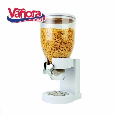 Dozator de cereale, Vanora, 3.5L, plastic, transparent/alb