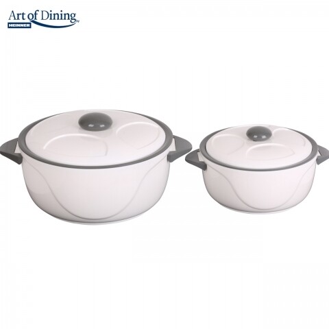 Set 2 caserole termice, Heinner Home, 2L/4L, inox/polipropilena, alb/gri