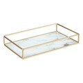 Tava pentru servire Marble, Gift Decor, 15 x 25 x 4 cm, sticla/metal, alb/auriu