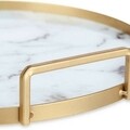 Tava pentru servire Marble, Gift Decor, 25 x 25 x 4 cm, sticla/metal, alb/auriu