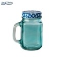 Halba tip borcan cu capac perforat Blue, Heinner Home, 400 ml, sticla/metal, bleu