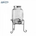 Dispenser pentru bauturi Tropical + suport, Heinner Home, sticla si metal, 15.2 x 25.3cm, 4L, transparent