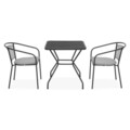 Set 2 scaune si masa patrata, Berlin, L.70 l.70 H.72 cm, negru/gri