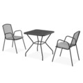 Berlin 2 db Szék háttámlával és kocka asztal, L.70 l.70 H.72 cm, acél, fekete/szürke