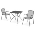 Berlin 2 db Szék háttámlával és kocka asztal, L.70 l.70 H.72 cm, acél, fekete/szürke