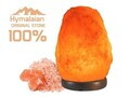 Lampa din piatra de sare Beper, 8.9x17 cm, E14, 15W, piatra naturala/lemn de fag, multicolor