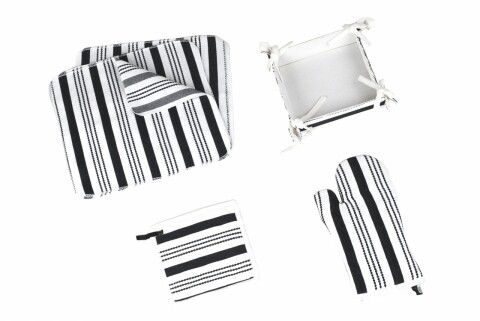 Set 15 piese de bucatarie, 100% bumbac, Black&White