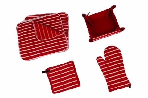 Set 15 piese de bucatarie, 100% bumbac, Red
