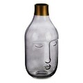 Vaza Face, Gift Decor, 12 x 11 x 24.5 cm, sticla, gri