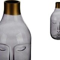Vaza Face, Gift Decor, 12 x 11 x 24.5 cm, sticla, gri
