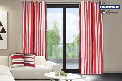 Set 2 draperii decorative, 100% bumbac, Red Stripes