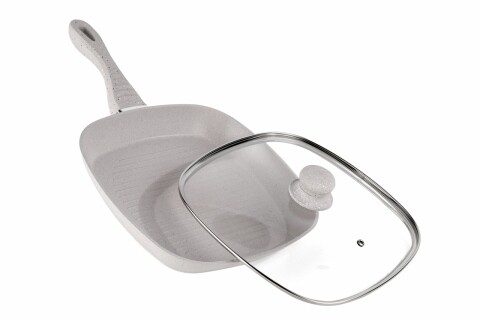 Tigaie grill + capac Mozaik, Cooking by Heinner, 28 x 4 cm, aluminiu, bej