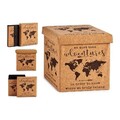 Cutie cu capac World Map, Gift Decor, pliabila, 31 x 31 x 31 cm, MDF/pluta