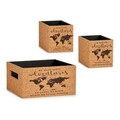 Set 3 cutii cu capac World Map, Gift Decor, 30 x 16.5 x 14 cm, MDF/pluta