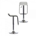 Scaun de bar Joshua, Gift Decor, 46 x 37.5 x 85 cm, metal/piele ecologica, argintiu/alb