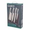 Set 4 cutite cu suport magnetic Silver, Heinner Home, inox/lemn, gri carbon