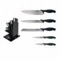 Set 5 cutite cu suport, Titanium, Heinner Home, inox/plastic, negru