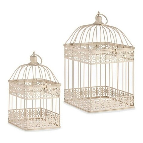 Set 2 colivii decorative Cage Squared, Gift Decor, 18 x 18 x 35.5 cm, metal, crem