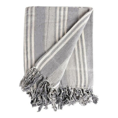 Patura Stripes, Gift Decor, 205 x 235 cm, amestec bumbac, alb/gri deschis