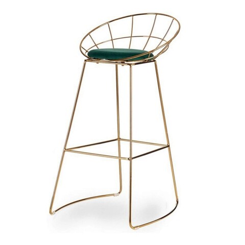 Scaun de bar Brielle, Gift Decor, 51 x 94 x 52 cm, fier/poliester, auriu/verde
