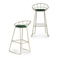 Scaun de bar Brielle, Gift Decor, 51 x 94 x 52 cm, fier/poliester, auriu/verde