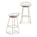Scaun de bar Brielle, Gift Decor, 51 x 94 x 52 cm, fier/poliester, roz/auriu