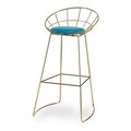 Scaun de bar Brielle, Gift Decor, 51 x 94 x 52 cm, fier/poliester, albastru/auriu