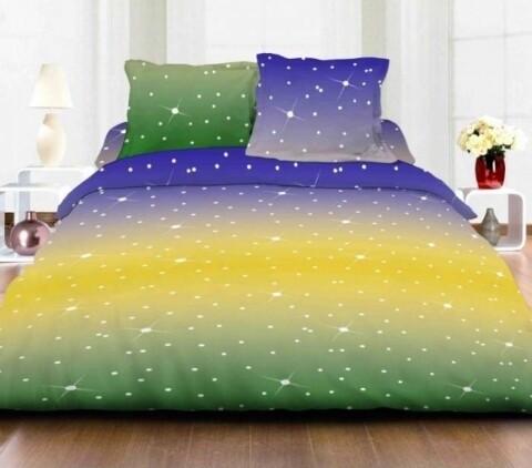 Lenjerie de pat dubla Stars, Heinner Home, 6 piese, 200x220 cm, 100% bumbac, multicolora