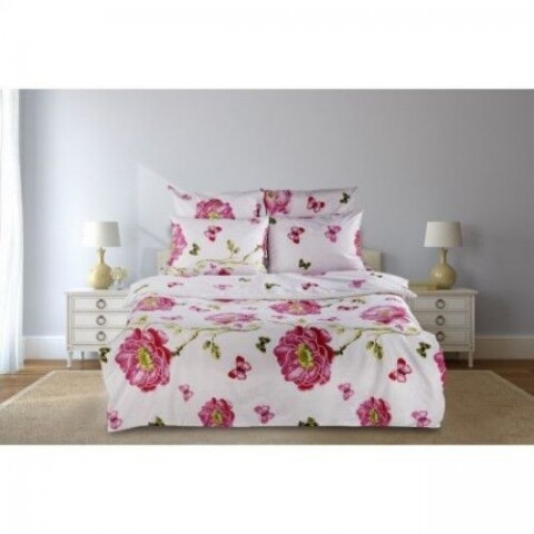 Lenjerie de pat dubla Fluturi, Heinner Home, 6 piese, 200x220 cm, 100% bumbac, multicolora