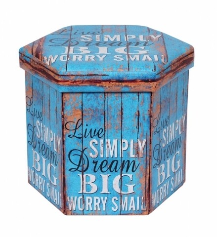 Taburet pliabil cu spatiu de depozitare Dream, Heinner Home, 38 x 38 x 43 cm, PVC, albastru