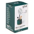 Oglinda X3 cu suport cosmetice Colors, 5five, Ø 14 x 35 cm, polirasina/bambus, turcoaz