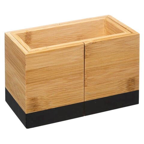 Cutie extensibila pentru depozitare, 5five, 18 x 12 x 10 cm, bambus, negru