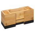 Cutie extensibila pentru depozitare, 5five, 18 x 12 x 10 cm, bambus, negru